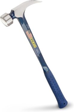 ESTWING BIG BLUE Framing Hammer - 25 oz Straight Rip Claw with Forged Steel Construction & Shock Reduction Grip - E3-25S