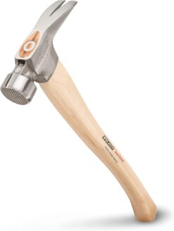 ESTWING Sure Strike California Framing Hammer - 25 oz Straight Rip Claw with Milled Face & Hickory Wood Handle - MRW25LM