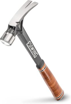 ESTWING Ultra Series Hammer - 15 oz Rip Claw Framer with Smooth Face & Genuine Leather Grip - E15S