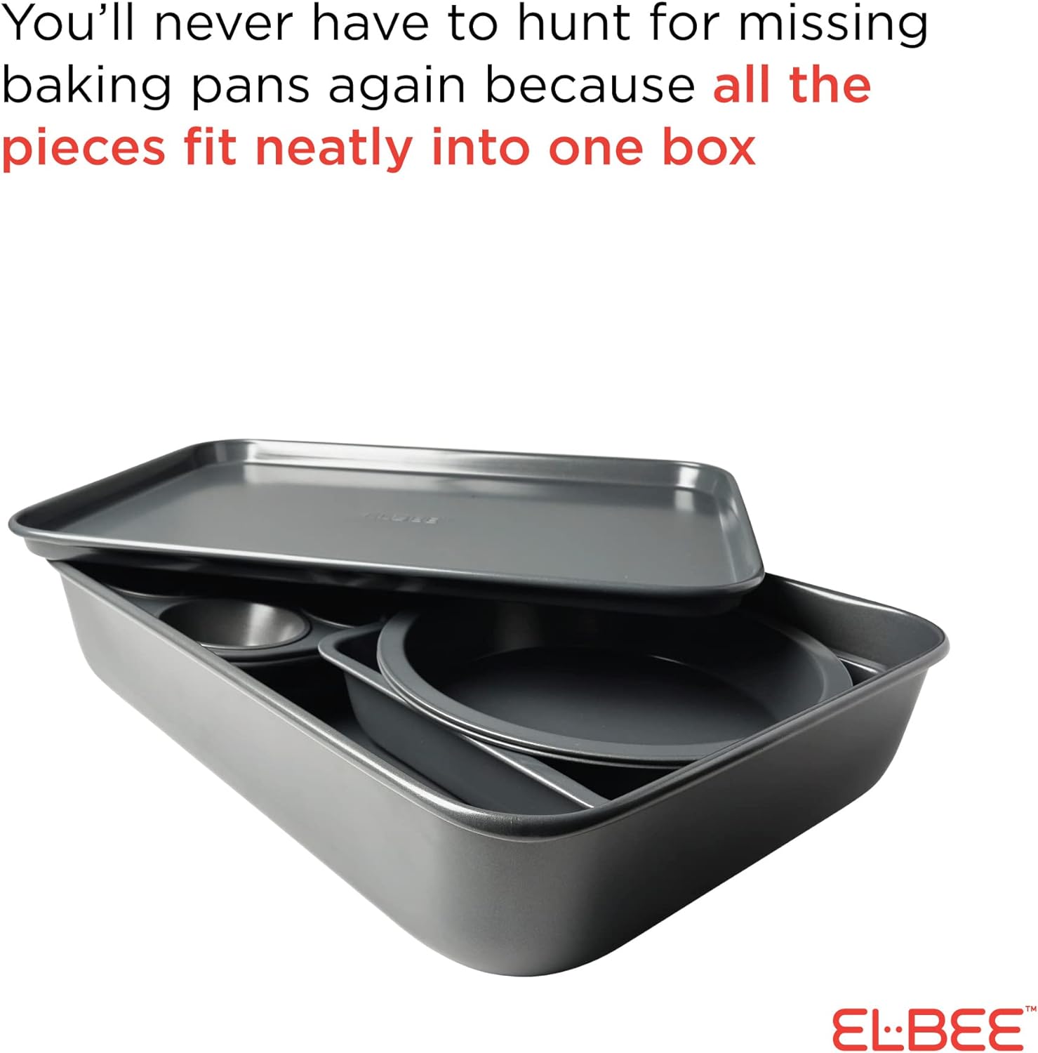  Elbee Home 8-Piece Nonstick Aluminized Steel, Space Saving Baking  Set , With Deep Roasting Pan, Cookie Sheet, Cake Pans, Muffin Pans and  Baking Pan PFOA & PFOS Free: Home & Kitchen