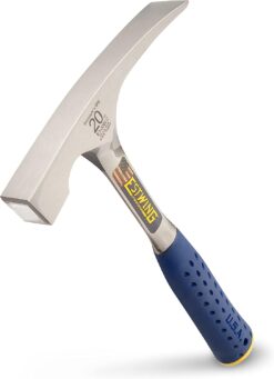 Estwing - E3‐20BLC Bricklayer's/Mason's Hammer - 20 oz Masonary Tool with Forged Steel Construction & Shock Reduction Grip - E3-20BLC Silver