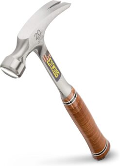 Estwing Hammer - 20 oz Straight Rip Claw with Smooth Face & Genuine Leather Grip - E20S
