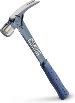 Estwing Ultra Series Hammer - Rip Claw Framer with Milled Face & Shock Reduction Grip - E6-15SM, 425g (15oz) , Blue