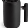 Fellow Clara Insulated Coffee Maker with Enhanced Filtration System - Portable French Press Stainless Steel - 24 oz Carafe - Matte Black