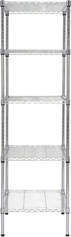 Finnhomy Heavy Duty 5 Tier Wire Shelving Unit, 18x18x59-inches 5 Shelves Storage Rack, Metal Shelving with Thicken Steel Tube, NSF Certified, Chrome