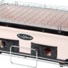 Fire Sense 60450 Yakatori Internal Grates Charcoal Chrome Cooking Grill Japanese Table BBQ Handmade Using Clay Adjustable Ventilation For Outdoor Barbecues Camping Traveling - Large - Tan