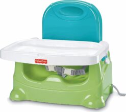 Fisher-Price Baby Portable Toddler Booster Seat, Healthy Care, Travel Dining Chair with Dishwasher Safe Tray, Green