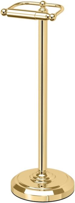 Gatco 1436 Pedestal Toilet Paper Holder, Polished Brass