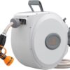 Giraffe Tools CW20 Retractable Garden Hose Reel 5/8" x 65 ft Heavy Duty Water Hose Reel, Swivel Bracket, Any Length Lock, 65ft, Light Grey