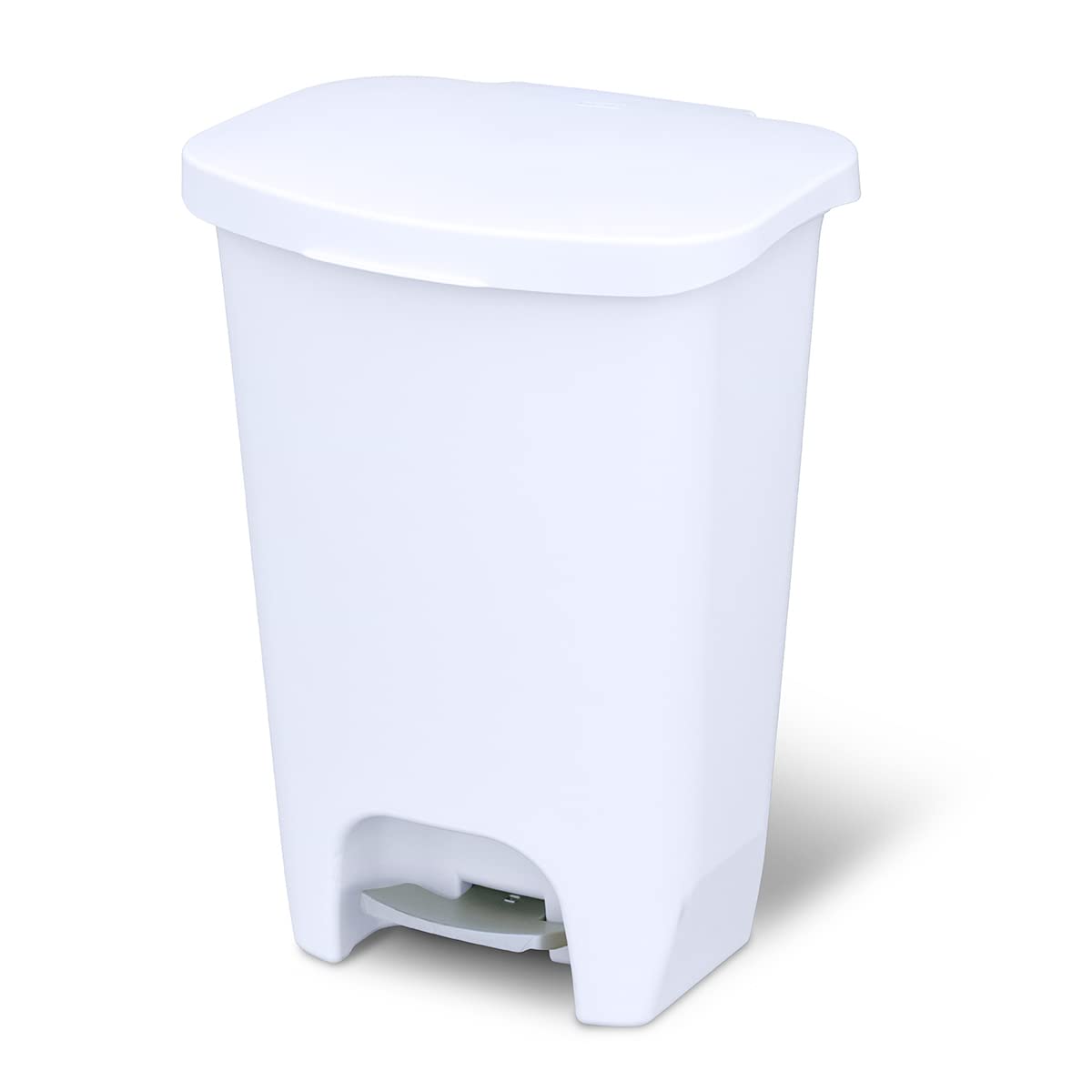 Glad 13 Gallon Trash Can, Plastic Kitchen Waste Bin with Odor Protection  of Lid, Hands Free with Step On Foot Pedal and Garbage Bag Rings, 13 Gallon,  White