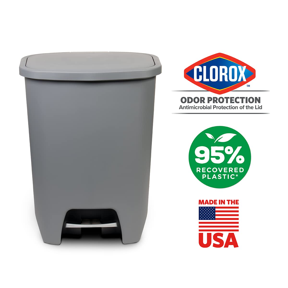 Glad Kitchen Trash Can 20 Gallon, Large Plastic Waste Bin with Odor  Protection of Lid, Hands Free with Step On Foot Pedal and Garbage Bag  Rings, 20 Gallon, White