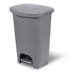 Glad Trash Can | Plastic Kitchen Waste Bin with Odor Protection of Lid | Hands Free with Step On Foot Pedal and Garbage Bag Rings, 13 Gallon, Grey