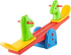 Hey! Play! Seesaw – Teeter Totter Backyard or Playroom Equipment with Easy-Grip Handles for Toddlers and Children – Indoor or Outdoor Rocker Toy