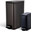 Home Zone Living 12 Gallon and 1.3 Gallon Kitchen Trash Can Value Bundle Set, Stainless Steel Wastebasket with Lid and Slim Design