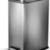 Home Zone Living 8 Gallon Slim Kitchen Trash Can, Stainless Steel, Step Pedal, 30 Liter