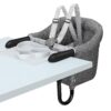 Hook On Chair with Tray, Fold-Flat Storage and Tight Fixing Clip on High Chair, Portable Baby Feeding Seat, High Chair for Home and Travel (Grey)
