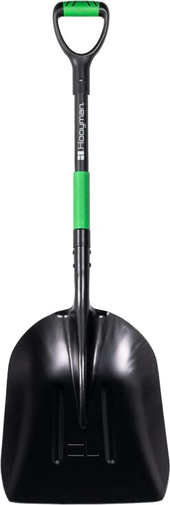 Hooyman Scoop Shovel with Lightweight Aluminum Head Construction, Ergonomic No-Slip H-Grip, D Handle, and Fiberglass Core for Moving Feed, Gardening, Land Management, Yardwork, Farming, and Outdoors