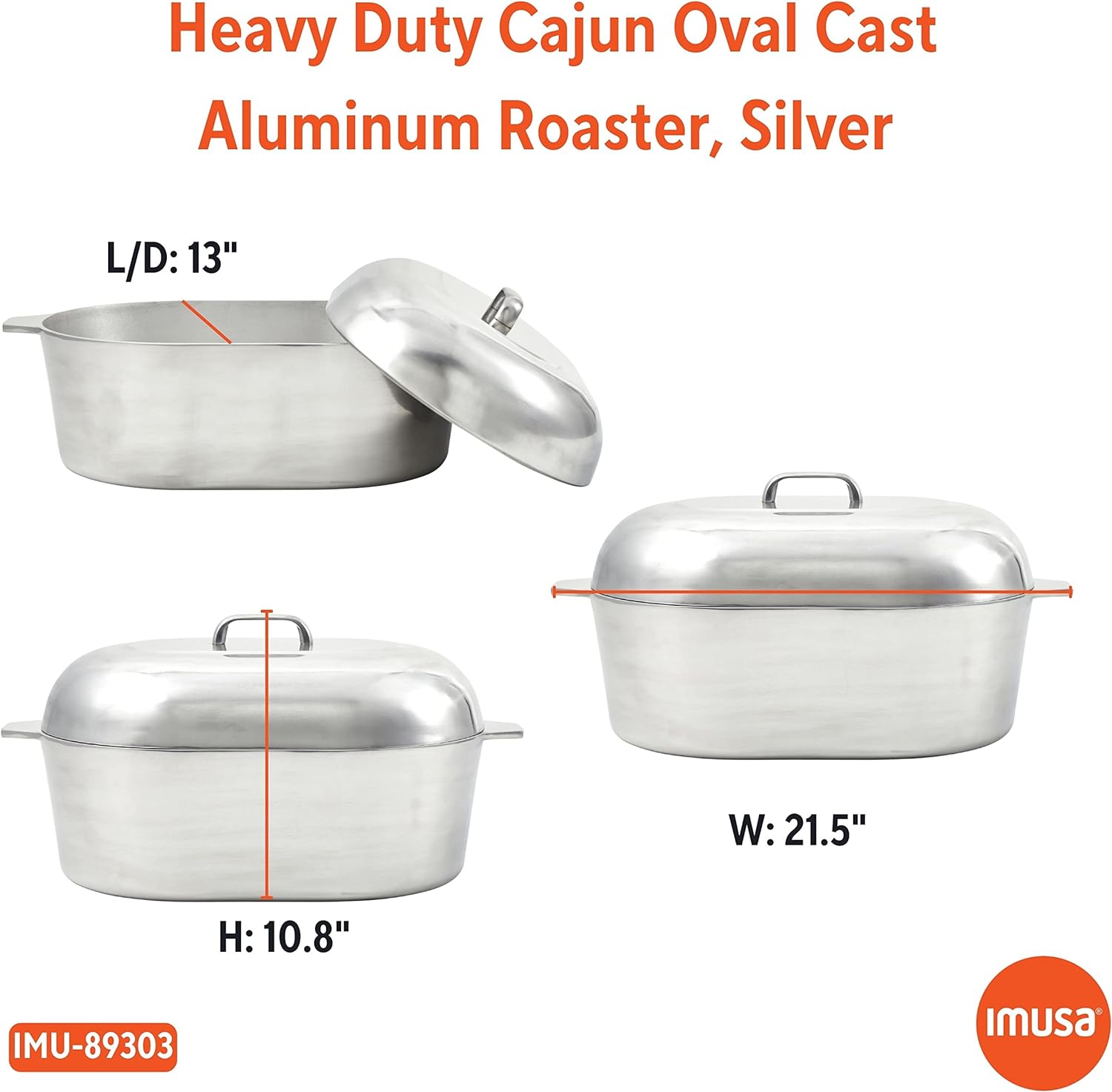 Cajun Cookware Aluminum Roaster Pot with Lid - 13-Inch Roasting