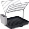 Joseph Joseph Y-Rack Dish Rack and Drain Board Set with Cutlery Organizer Drainer Drying Tray, Large, Gray