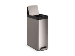 KOHLER 23826-ST 13 Gallon Elongated Hands-Free Step Can, Trash Can with Soft-Close and Foot Pedal, Quiet Close Lid, Stainless Steel
