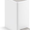 KOHLER 31319-STW Bathroom Trash Can, 1.6 Gallon, 6-Liter Step Can, Quiet-Close Small Trash Can with Foot Pedal, Stainless and White