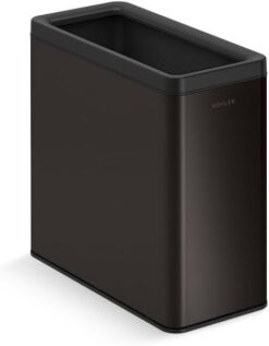 Kohler K-31313-BST 12-Liter Open-Top Trash Can, Black Stainless Steel