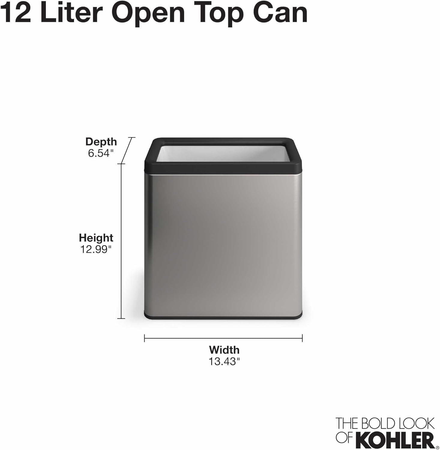 Kohler K-31313-BST 12-Liter Open-Top Trash Can, Black Stainless Steel4