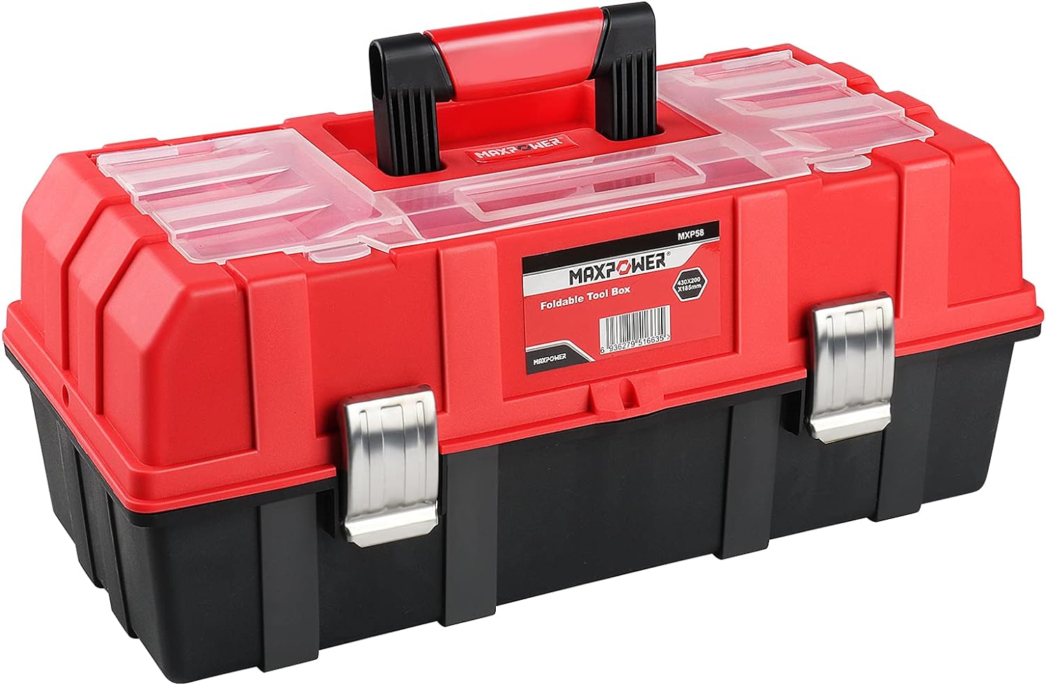 MAXPOWER 17-Inch Tool Box, Three-Layer Folding Plastic Storage