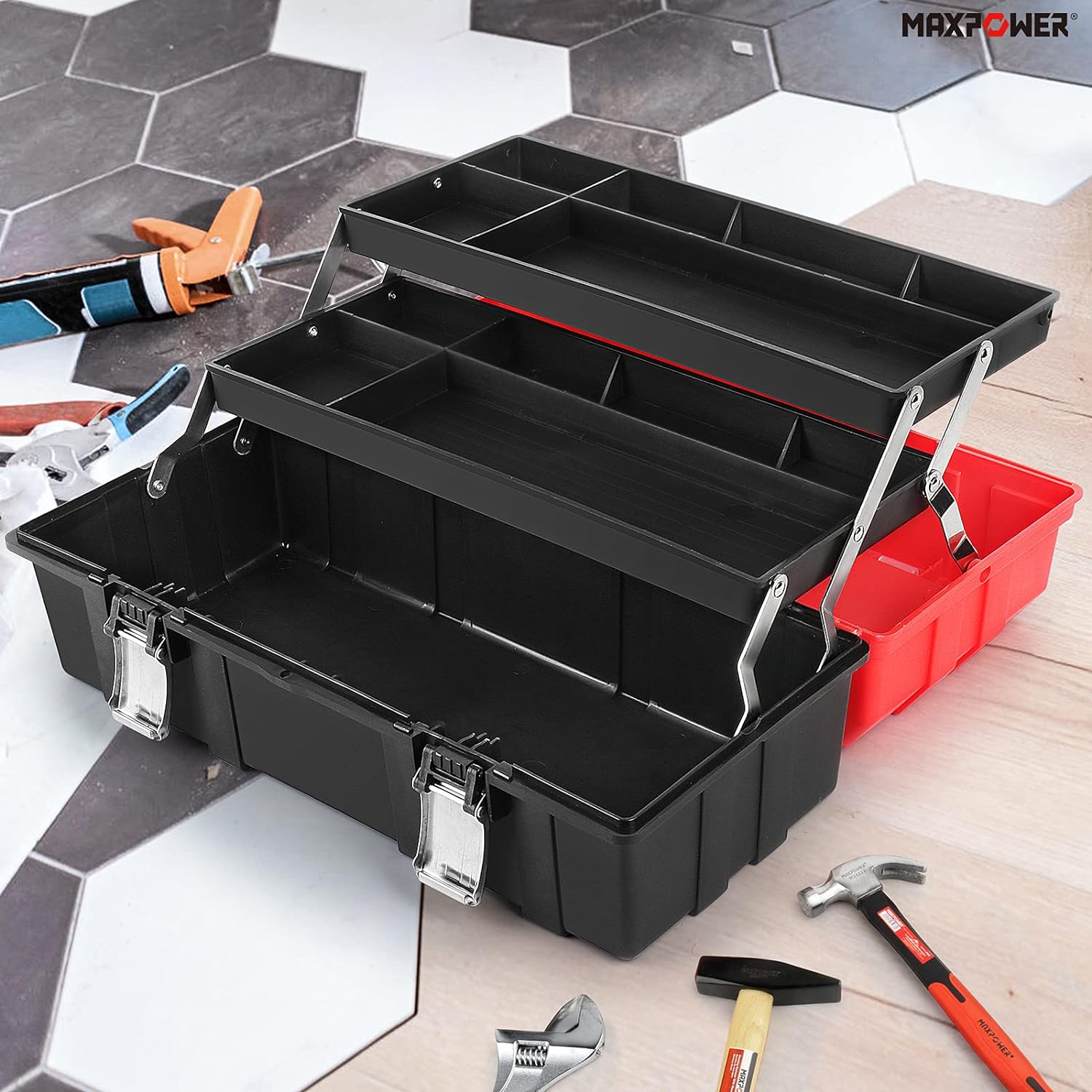Solid Tool Box Tool Boxes 2 Layer Plastic Toolbox Organizer Tool Kit with  Removable Tray and Small Storage in Lid Storage Case Tool Set Lightweight :  : Tools & Home Improvement