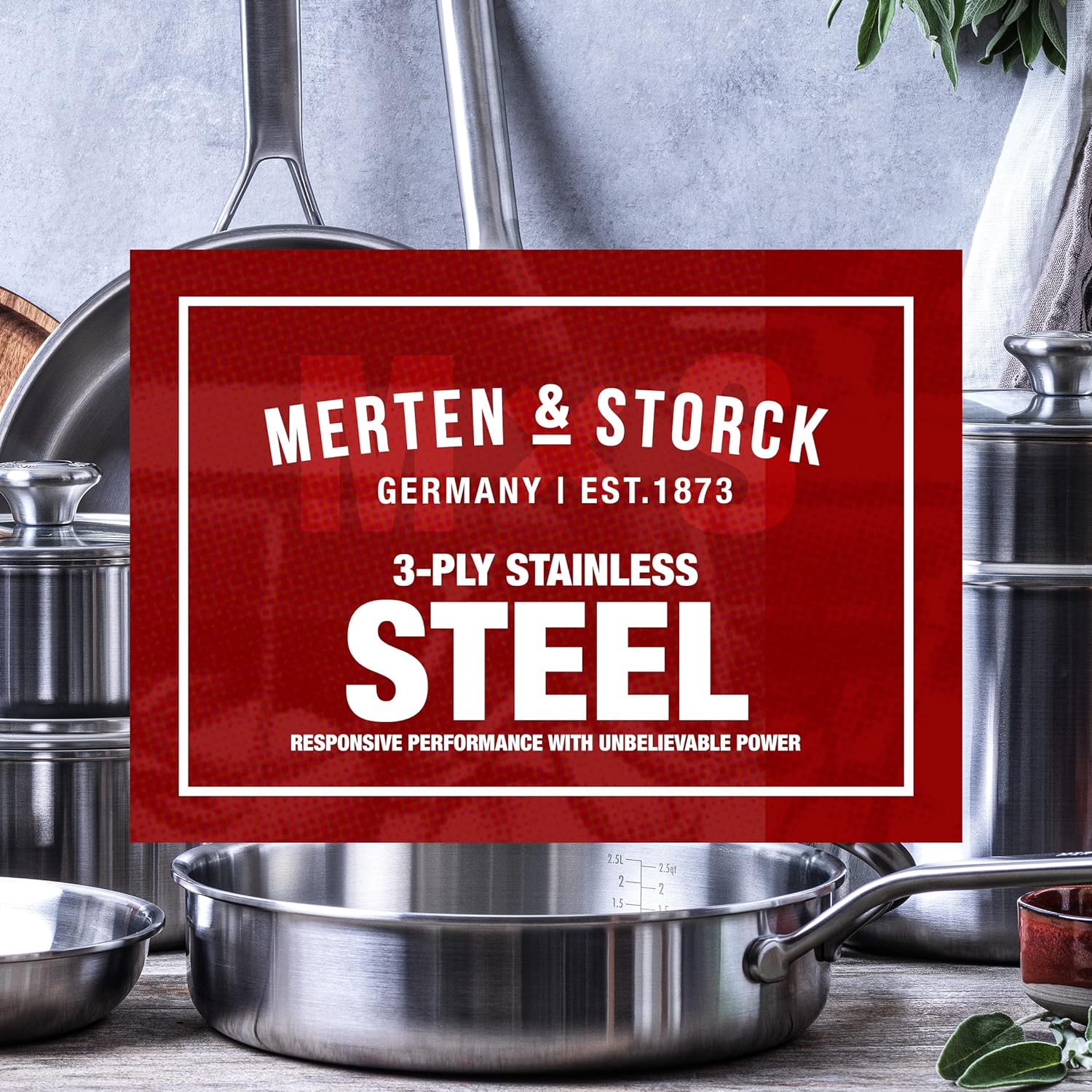 Merten & Storck Tri-Ply Stainless Steel Induction 8 Piece Cookware