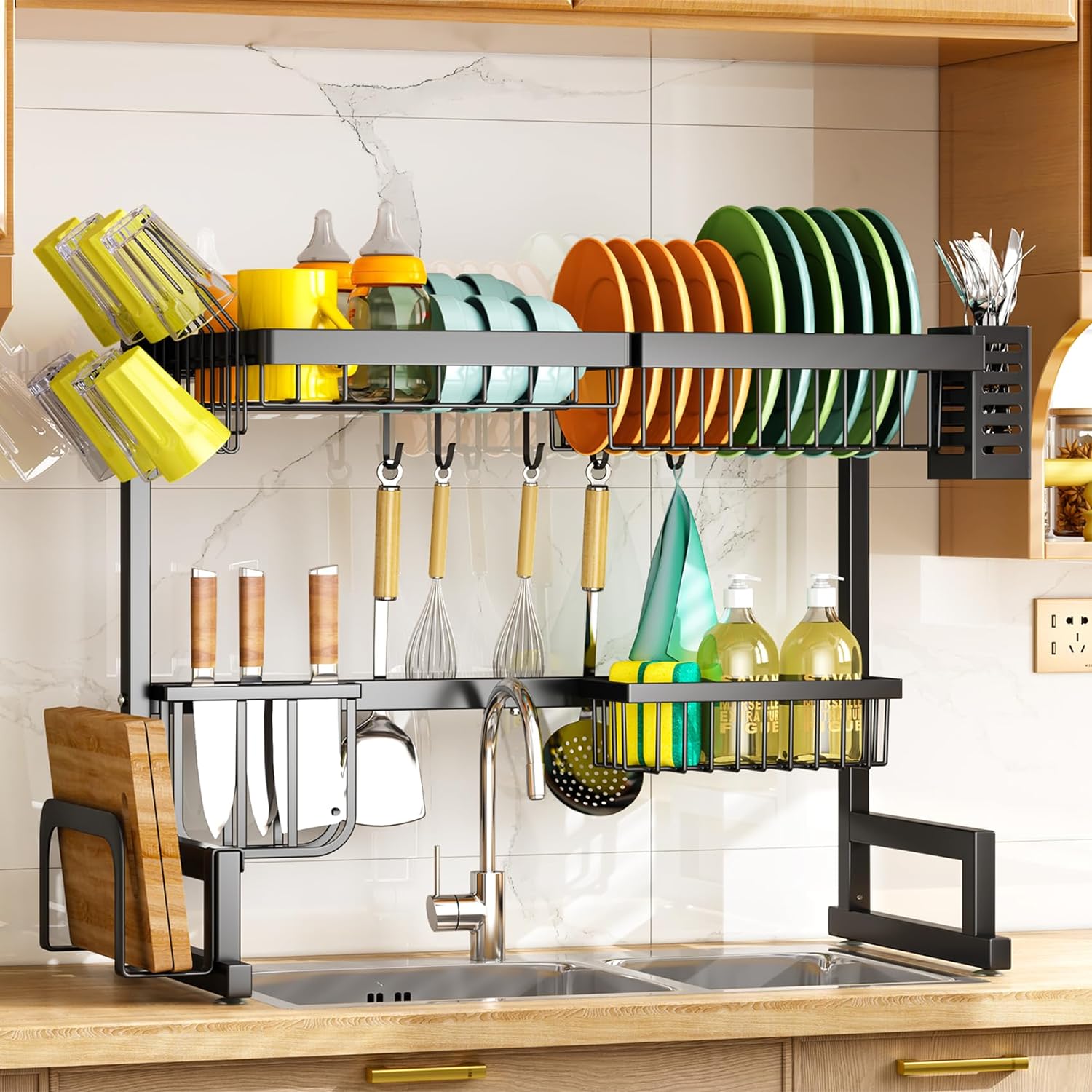 Over The Sink Dish Drying Rack, Adjustable (26.8 to 34.6) Large