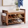 PETKABOO 2 Tier Shoe Bench, Bamboo Shoe Rack Bench, Shoe Storage Bench Organizer for Entryway Hallway Living Room