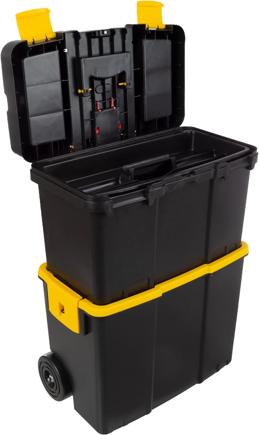 Portable Tool Box with Wheels - Stackable 2-in-1 Tool Chest with