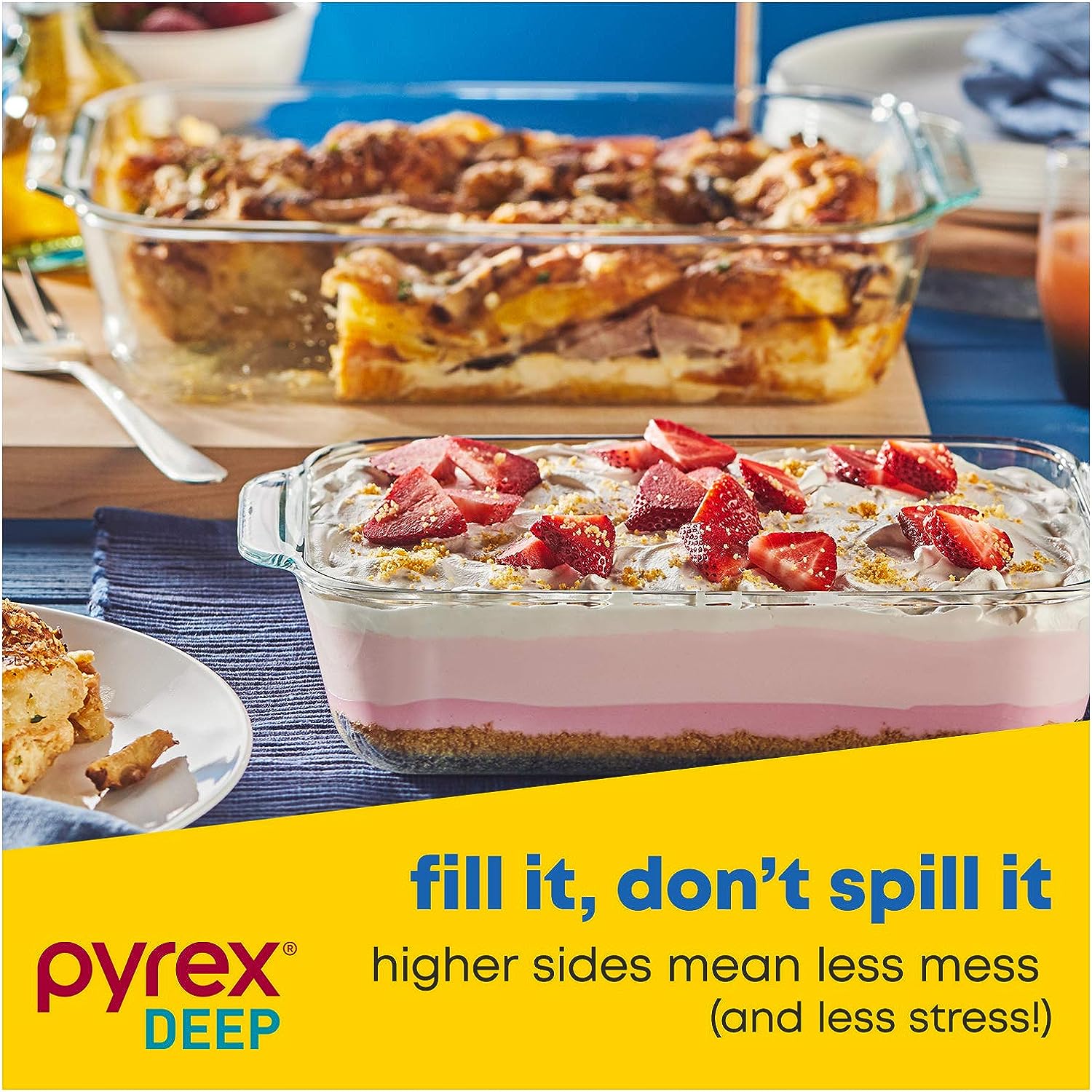 Pyrex Deep Glass Baking Dish with Plastic Lid, Deep Casserole Dish