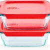 Pyrex Easy Grab 4-Piece Glass Baking Dish Set with Lids, 2-Qt Glass Bakeware Set, Non-Toxic, BPA-Free Lids, Tempered Glass Nesting Bakeware Set