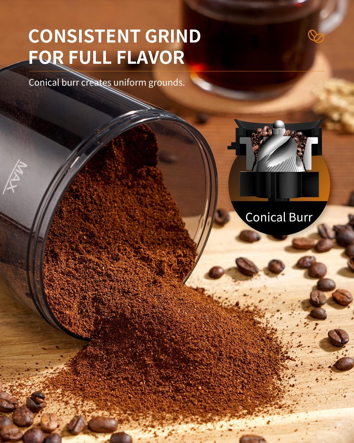  SHARDOR Conical Burr Coffee Grinder Electric with