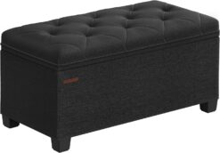 SONGMICS Storage Ottoman Bench, Bench with Storage, for Entryway, Bedroom, Living Room, Black ULSF068B01