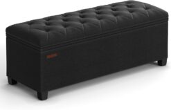 SONGMICS Storage Ottoman Bench, Bench with Storage, for Entryway, Bedroom, Living Room, Black ULSF088B01