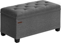 SONGMICS Storage Ottoman Bench, Bench with Storage, for Entryway, Bedroom, Living Room, Dark Gray ULSF068G01