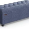 SONGMICS Storage Ottoman Bench, Bench with Storage, for Entryway, Bedroom, Living Room, Light Denim Blue ULSF088Q01