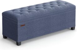 SONGMICS Storage Ottoman Bench, Bench with Storage, for Entryway, Bedroom, Living Room, Light Denim Blue ULSF088Q01