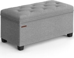 SONGMICS Storage Ottoman Bench, Bench with Storage, for Entryway, Bedroom, Living Room, Light Gray ULSF068G02