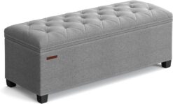 SONGMICS Storage Ottoman Bench, Bench with Storage, for Entryway, Bedroom, Living Room, Light Gray ULSF088G02