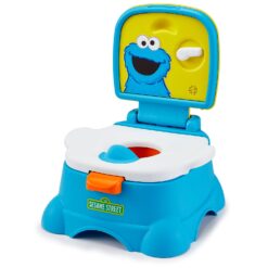 Sesame Street Cookie Monster Terrific 3-in-1 Potty Training Chair, Toilet Seat Trainer, and Step Stool, Easy Clean, Pretend Flush Handle, Gender Neutral
