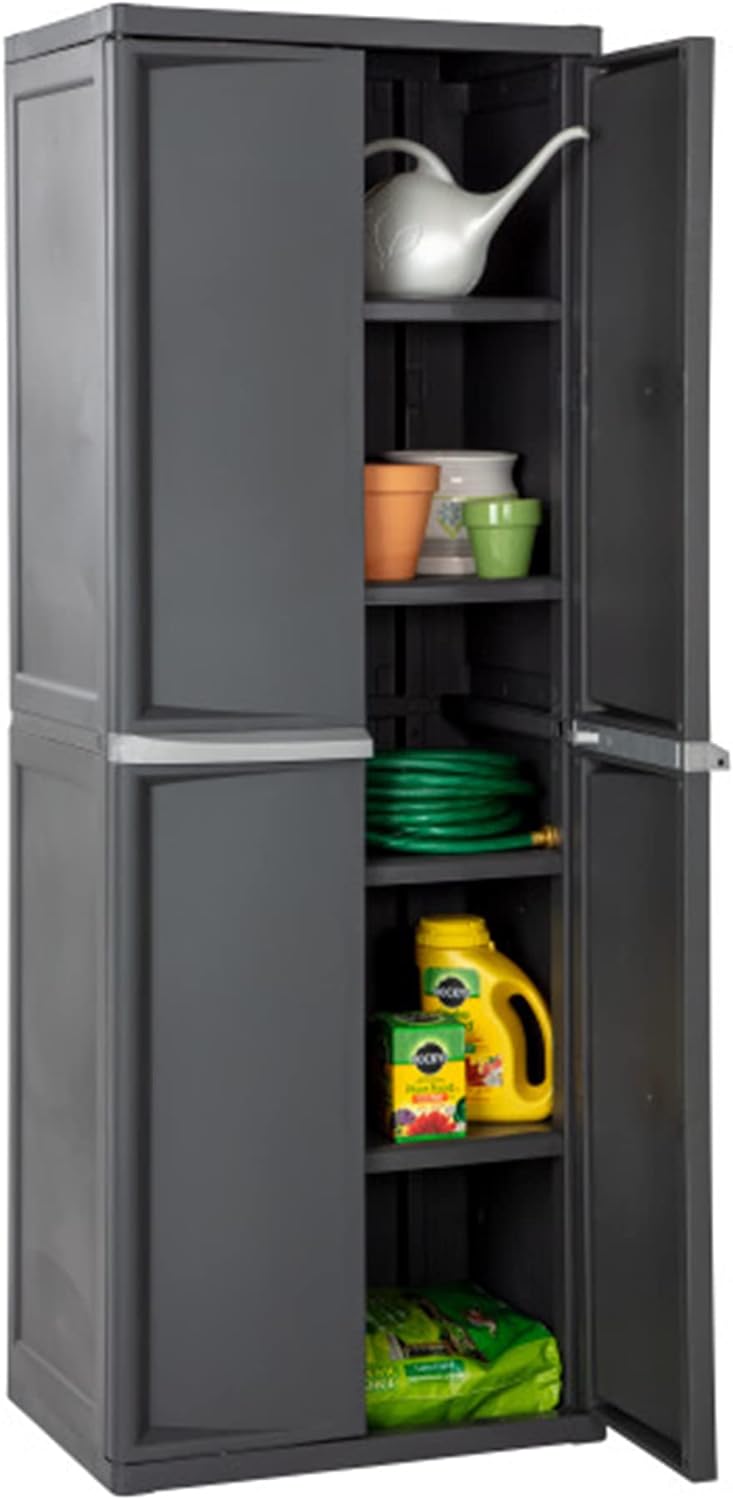 Sterilite 4 Shelf Cabinet, Heavy Duty and Easy to Assemble Plastic Storage  Unit, Organize Bins in the Garage, Basement, Attic, Mudroom, Gray, 2-Pack