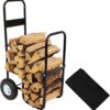 Sunnydaze Outdoor Firewood Log Cart with Pneumatic Tires and Heavy-Duty Polyester/PVC Cover