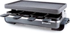 Swissmar KF-77040 Classic 8-Person Raclette with Reversible Cast Iron Grill Plate/Crepe Top, Black