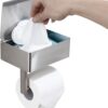 Day Moon Designs Toilet Paper Holder & Flushable Wet Wipes Dispenser for Bathroom | Adult, Men, Women, Feminine Wipe Storage Built-in | Stainless Steel Wall Mount (Brushed Nickel, Small)
