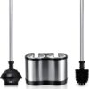ToiletTree Products Modern Deluxe Freestanding Toilet Brush and Plunger Combo (Stainless Steel, Brush and Plunger Combo Set 4.5” x 9.75” x 18.5")