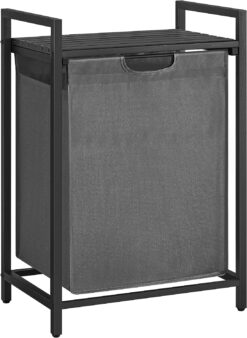 VASAGLE Laundry Hamper, Laundry Basket, Laundry Sorter, with Pull-Out and Removable Laundry Bags, Shelf, Metal Frame, 17.2 Gallons (65L), 19.7 x 13 x 28.4 Inches, Black and Gray UBLH101G01